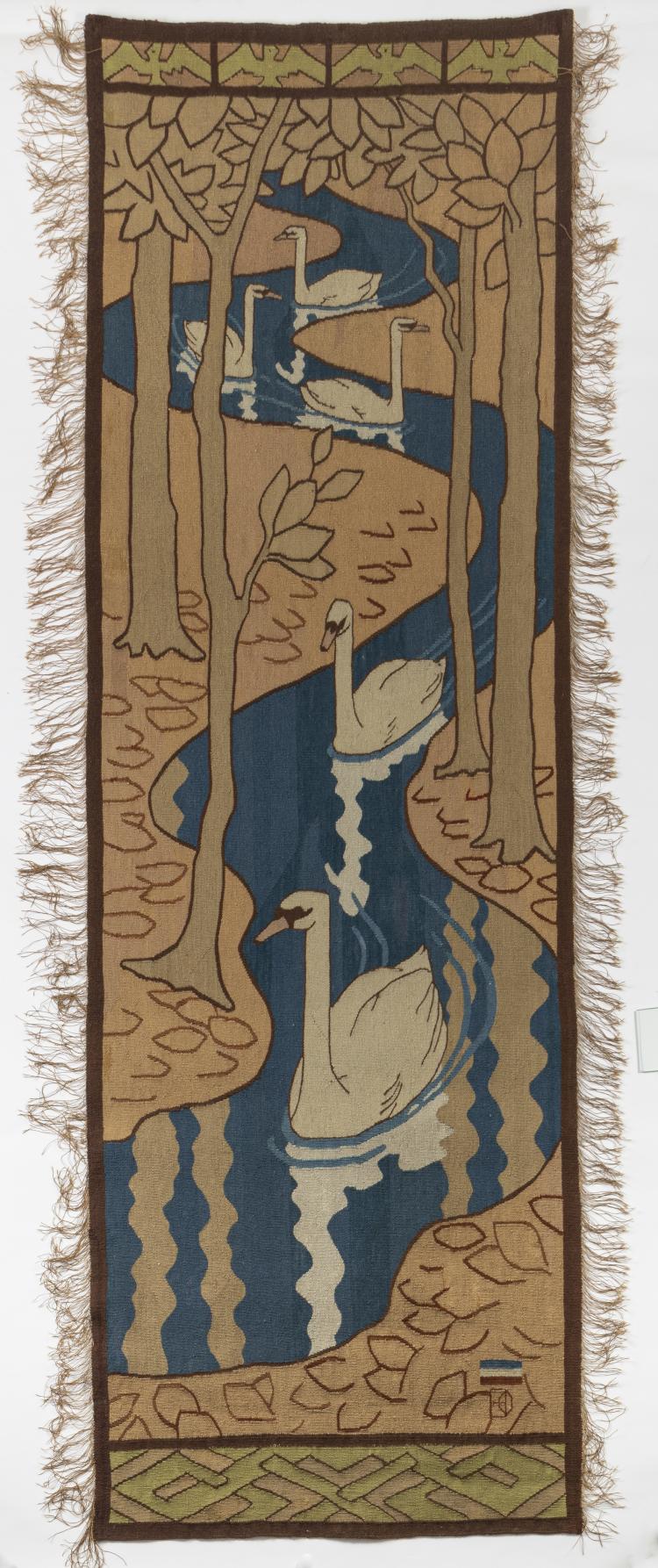 Bild 1 zu Objekt, Pfeilerbehang 'F&uuml;nf Schw&auml;ne', 1896/97, Otto Eckmann, Scherrebek, Kunstwebschule, 160A 1