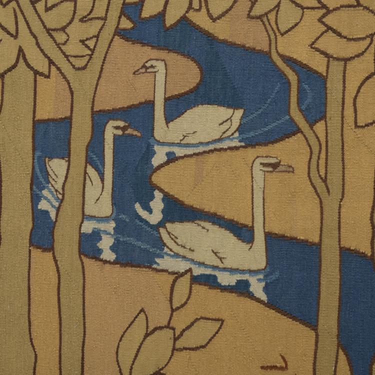 Bild 5 zu Objekt, Pfeilerbehang 'F&uuml;nf Schw&auml;ne', 1896/97, Otto Eckmann, Scherrebek, Kunstwebschule, 160A 1