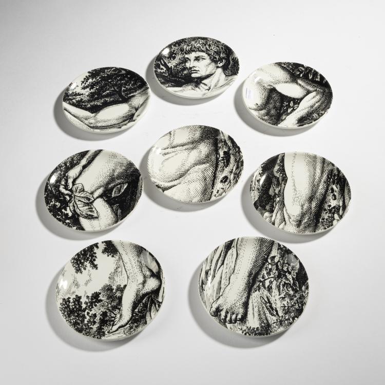 Bild 1 zu Objekt, Acht Untersetzer 'Adam', 1965, Piero Fornasetti, Fornasetti, Mailand, 161A 154