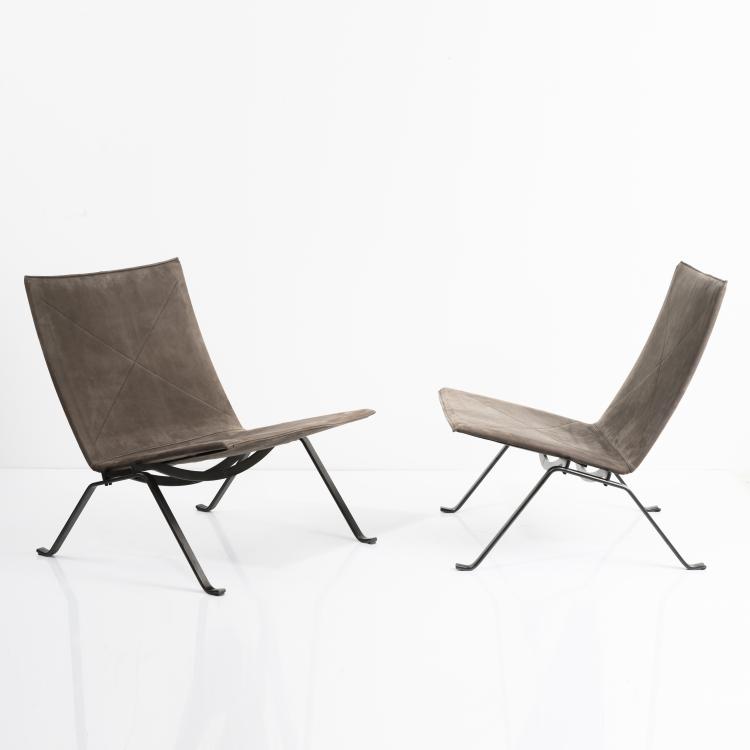 Hauptbild zu Objekt, 2 'PK 22' armchairs, 1955, Poul Kjaerholm, Fritz Hansen, Kopenhagen, 160A 129