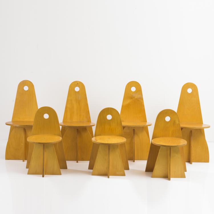 Bild 1 zu Objekt, 7 'Apollo' - '3017' children's chairs, 1980s, Jacobus Johannes Josephus Verzuu (in the style of), ADO, Berg en Bosch, 161C 766