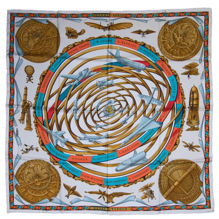 Hauptbild zu Objekt, 'R&ecirc;ves d'Espace' scarf, 1984, Mich&egrave;le Duch&ecirc;ne, Herm&egrave;s, Paris, 160E 783