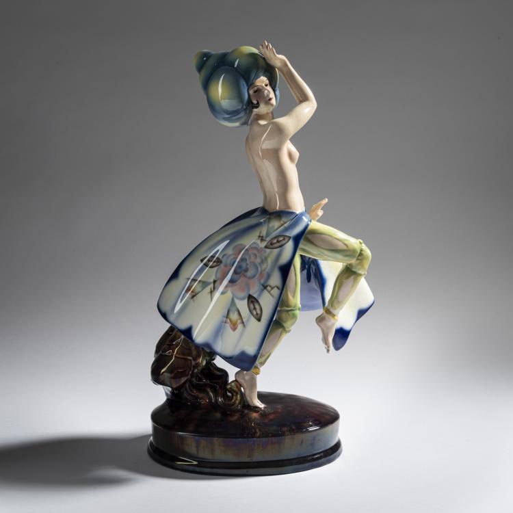 Hauptbild zu Objekt, 'T&auml;nzerin mit gro&szlig;em Turban', um 1925/26, Josef Kostial, Goldscheider, Wien, 161E 1238