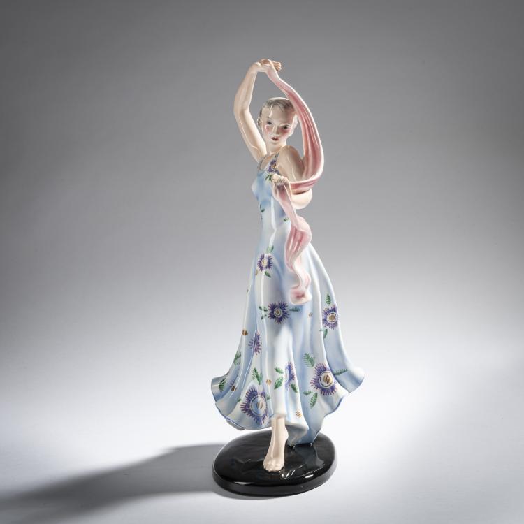 Bild 2 zu Objekt, 'Young lady in a summer dress, dancing with a scarf', c. 1939, Claire Herczeg-Weiss, Goldscheider, Wien, 161E 1235