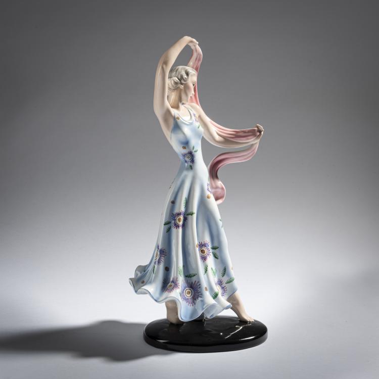 Bild 5 zu Objekt, 'Young lady in a summer dress, dancing with a scarf', c. 1939, Claire Herczeg-Weiss, Goldscheider, Wien, 161E 1235