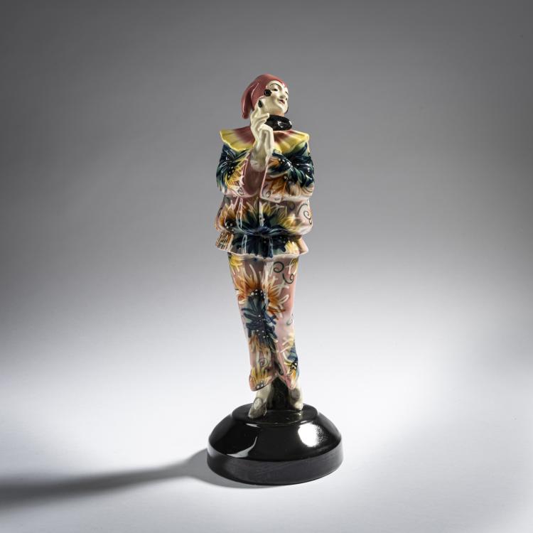Hauptbild zu Objekt, 'Stehende Pierette mit Maske', um 1925, Stephan Dakon, Goldscheider, Wien, 161E 1220