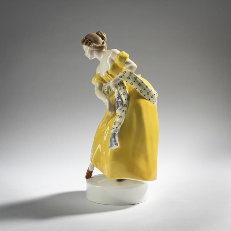 Bild 1 zu Objekt, Dame im gelben Kleid, um 1909, Stanislaus Czapek, Goldscheider, Wien, 161E 1210
