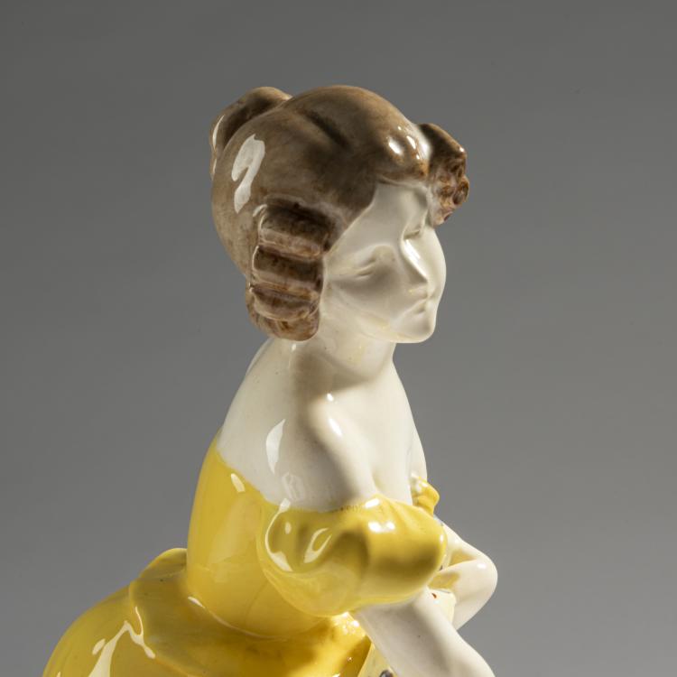 Bild 3 zu Objekt, Dame im gelben Kleid, um 1909, Stanislaus Czapek, Goldscheider, Wien, 161E 1210