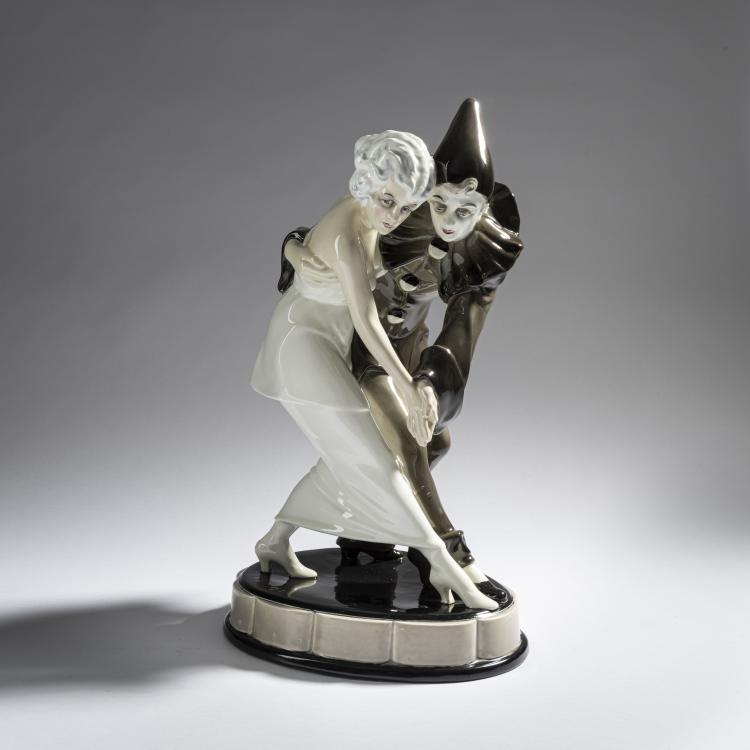 Bild 1 zu Objekt, 'Tanzender Pierrot mit Dame', um 1923, Wilhelm Thomasch, Goldscheider, Wien, 161E 1217