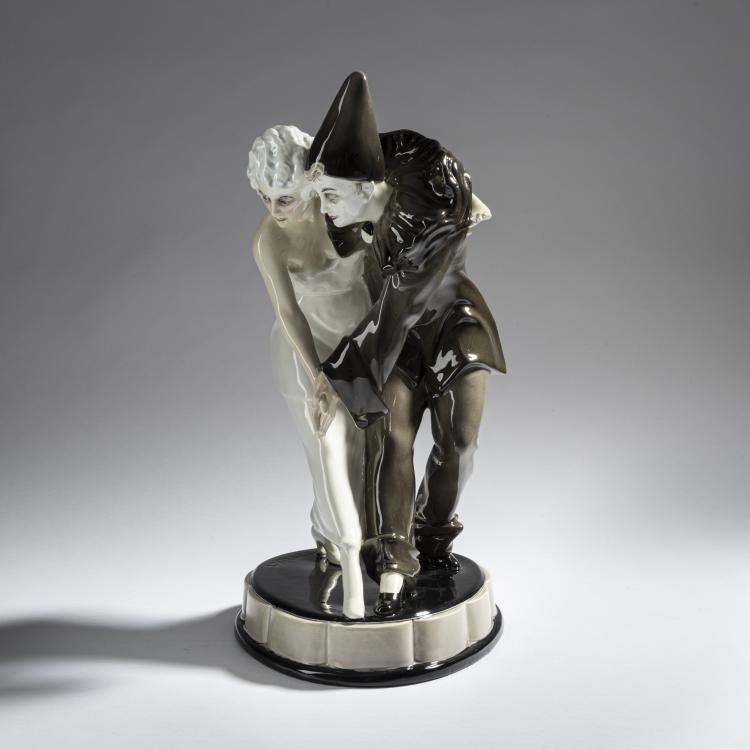 Bild 2 zu Objekt, 'Tanzender Pierrot mit Dame', um 1923, Wilhelm Thomasch, Goldscheider, Wien, 161E 1217