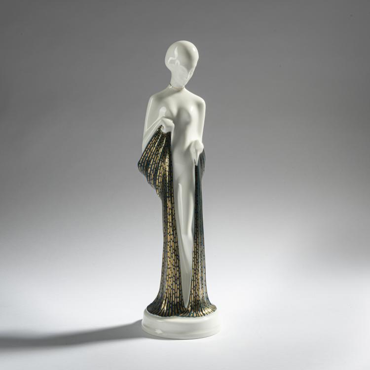 Hauptbild zu Objekt, 'T&auml;nzerin, stilisierte Figur mit Draperie', 1926, Theo Vos, Hutschenreuther, Lorenz, Selb, 161E 1131