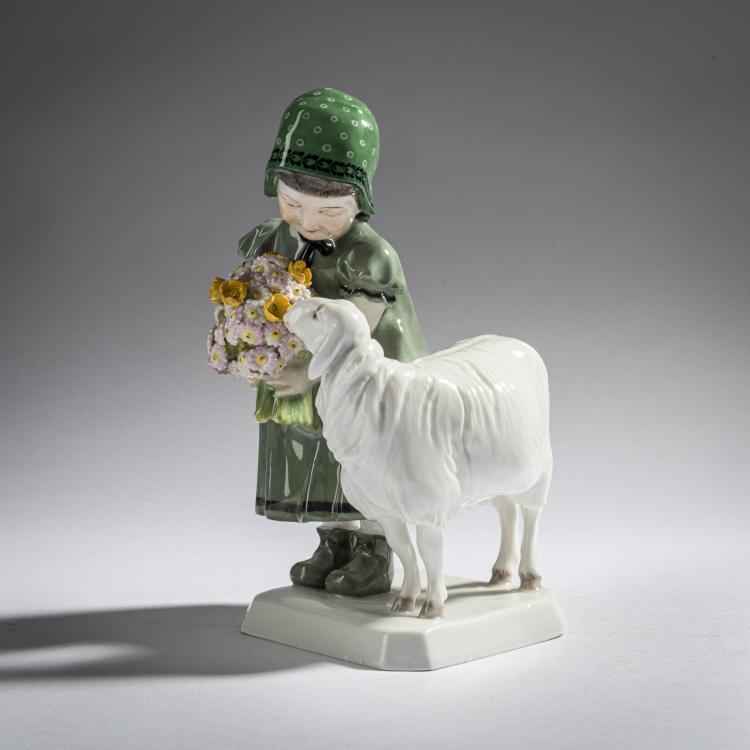 Bild 1 zu Objekt, 'Girl with Sheep', 1908, Max Bochmann, Meissen, 161E 1162