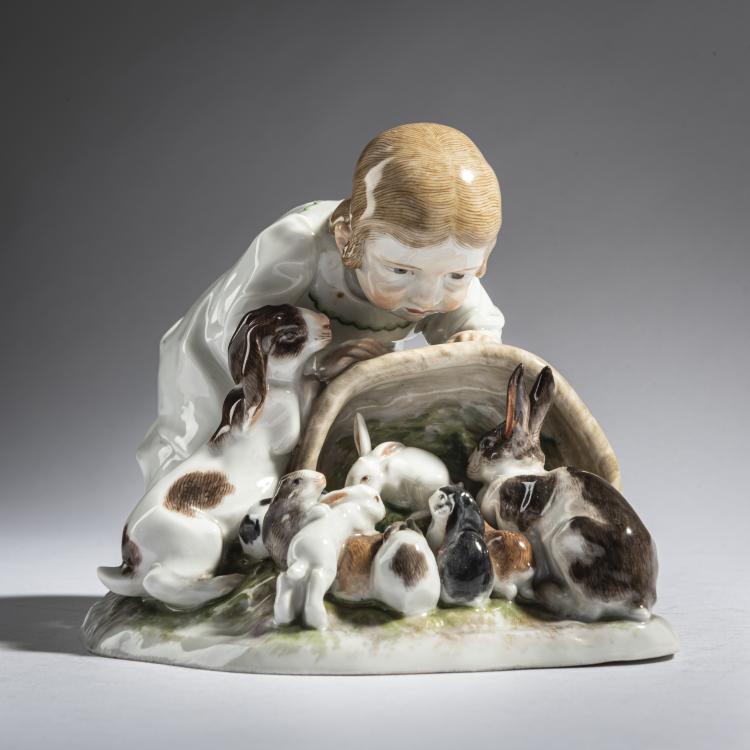 Bild 1 zu Objekt, 'Child with bunnies', 1908, Max Bochmann, Meissen, 161E 1163