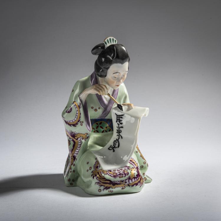 Hauptbild zu Objekt, 'Japanese woman, writing', 1913/14, Alfred Otto Adalbert K&ouml;nig, Meissen, 161E 1171