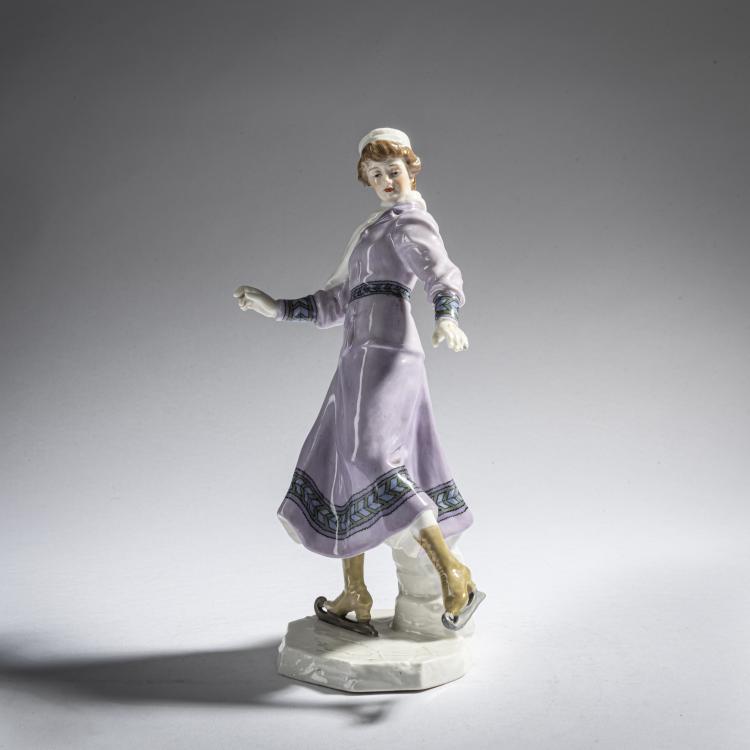 Bild 1 zu Objekt, 'Schlittschuhl&auml;uferin', 1910-11, Alfred Otto Adalbert K&ouml;nig, Meissen, 161E 1166