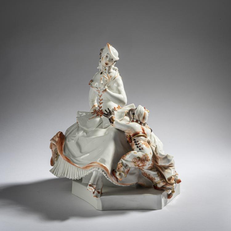 Bild 1 zu Objekt, Dame mit Mohrenknabe, 1919, Paul Scheurich, Meissen, 161E 1173