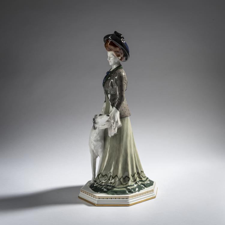 Bild 3 zu Objekt, 'Dame mit Windhund', 1908, Hermann Hubatsch, Berlin, KPM, 161E 1127