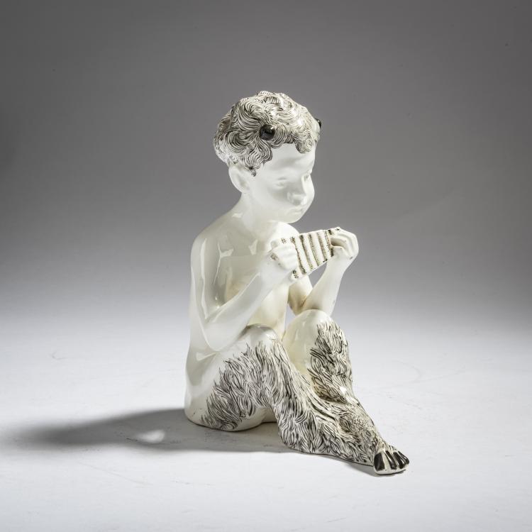 Bild 1 zu Objekt, 'Seated Pan playing the flute', c. 1900, Hans Stoltenberg-Lerche, Goldscheider, Wien, 162C 483