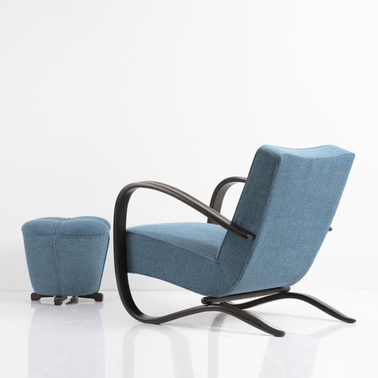 Bild 4 zu Objekt, Zwei Armlehnsessel 'H 269' mit Ottoman, 1930/40er Jahre, Jindřich Halabala, Thonet Mundus, Tschechoslowakei, 161C 474