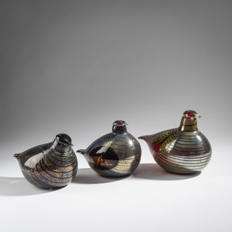 Bild 1 zu Objekt, Three pheasants 'Fasaani', 1981, Oiva Toikka, Nuutaj&auml;rvi, Notsj&ouml;; Iittala, Kalvola, 161D 826