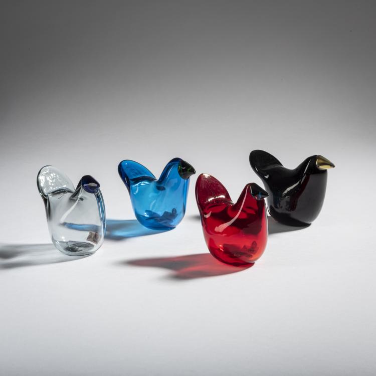 Hauptbild zu Objekt, Four flycatchers 'Sieppo', 2003, Oiva Toikka, Nuutaj&auml;rvi, Notsj&auml;; Iittala, Kalvola, 161D 980