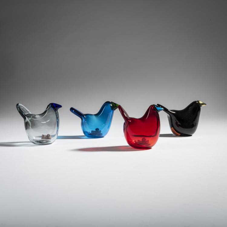 Bild 1 zu Objekt, Four flycatchers 'Sieppo', 2003, Oiva Toikka, Nuutaj&auml;rvi, Notsj&auml;; Iittala, Kalvola, 161D 980