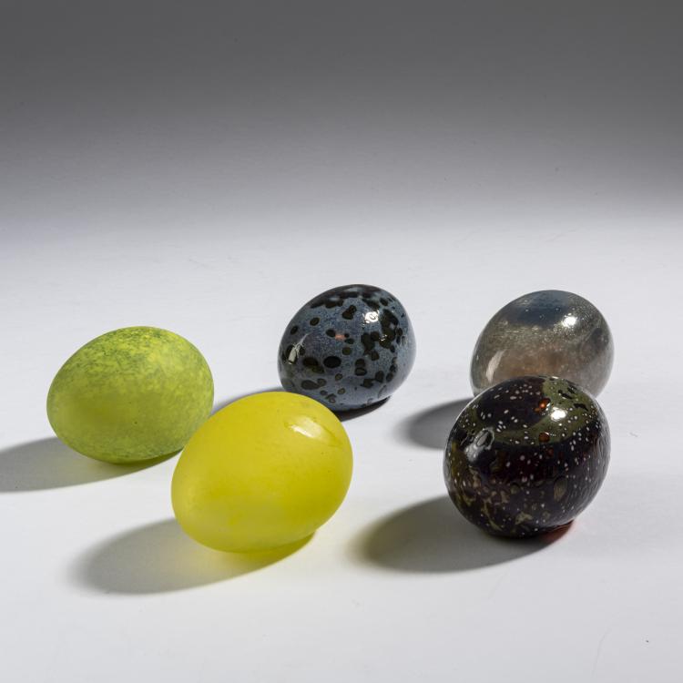 Hauptbild zu Objekt, F&uuml;nf Eier 'Muna', 1994, Oiva Toikka, Nuutaj&auml;rvi, Notsj&ouml;; Iittala, Kalvola, 161D 889