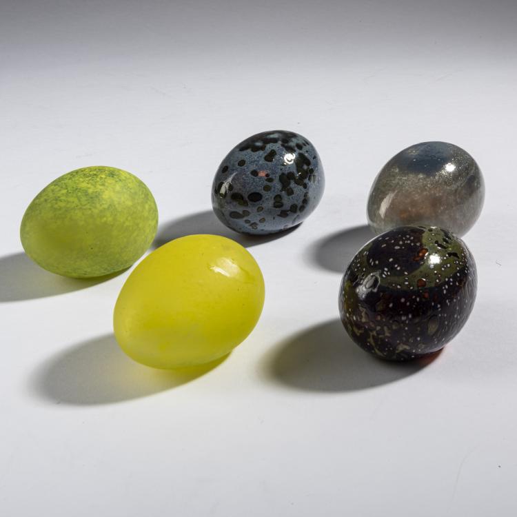 Bild 1 zu Objekt, F&uuml;nf Eier 'Muna', 1994, Oiva Toikka, Nuutaj&auml;rvi, Notsj&ouml;; Iittala, Kalvola, 161D 889