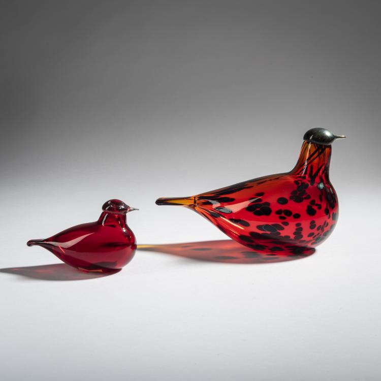 Hauptbild zu Objekt, Rotkelchen mit Baby 'Rubiinnilintu + Baby', 2003, Oiva Toikka, Nuutaj&auml;rvi, Notsj&ouml;; Iittala, Kalvola, 161D 982