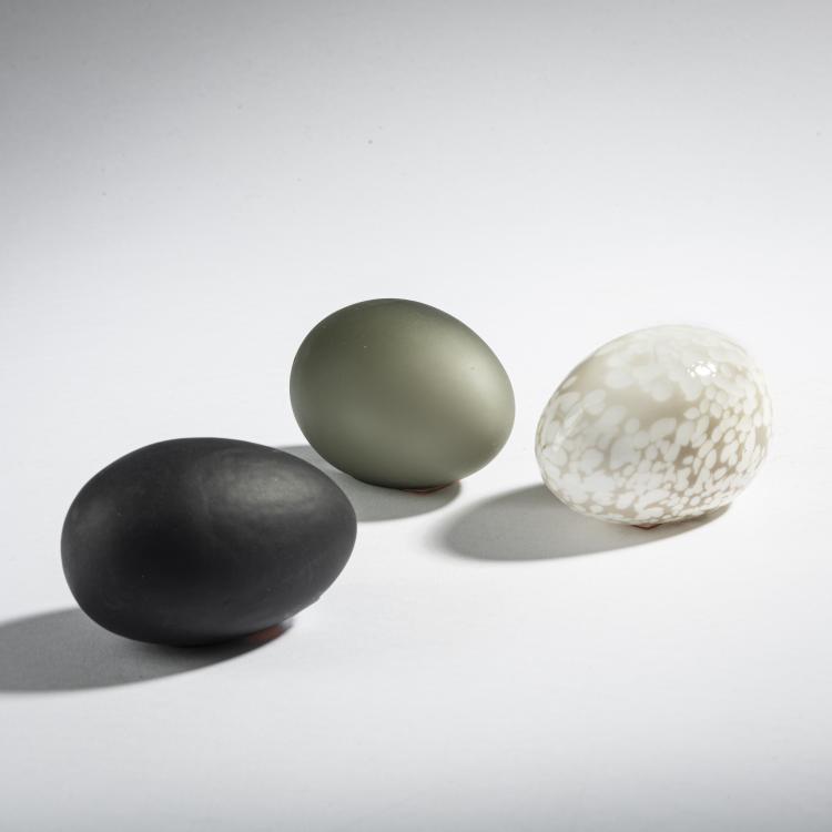 Bild 2 zu Objekt, Drei Eier, um 1995, Oiva Toikka, Nuutaj&auml;rvi, Notsj&ouml;; Iittala, Kalvola, 161D 906
