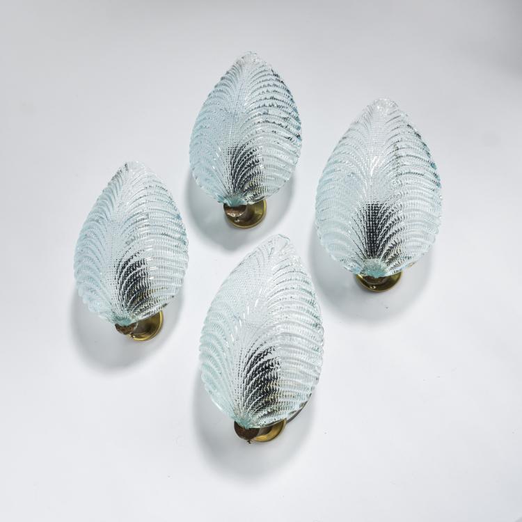 Hauptbild zu Objekt, Vier Wandappliquen 'Costolato', 1940er Jahre, Barovier & Toso, Murano, 161A 7