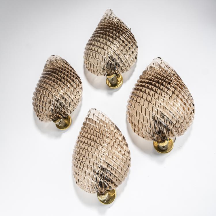 Hauptbild zu Objekt, Vier Wandappliquen 'Costolato', 1940er Jahre, Barovier & Toso, Murano, 161A 8
