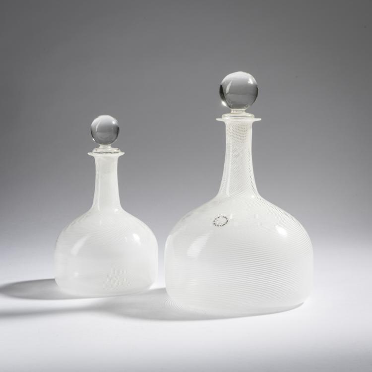 Hauptbild zu Objekt, 2 'Filigrana' bottles with stopper, 1981/82, Tapio Wirkkala, Venini & C., Murano, 161B 335