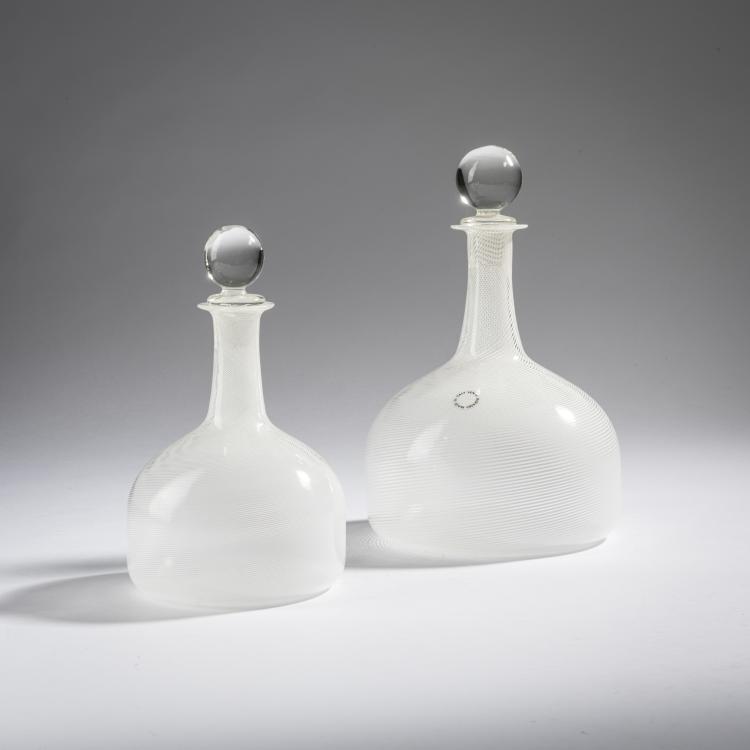 Bild 1 zu Objekt, 2 'Filigrana' bottles with stopper, 1981/82, Tapio Wirkkala, Venini & C., Murano, 161B 335
