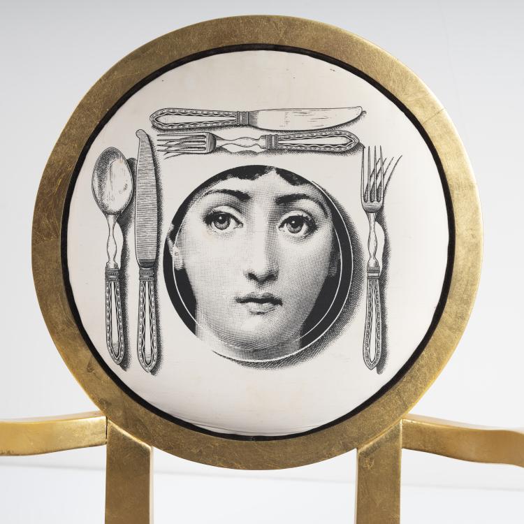 Bild 3 zu Objekt, 2 chairs, 2 armchairs 'Tema e variazioni', 1990s, Piero Fornasetti, Galli, G., Italien; Fornasetti, Mailand, 161A 158