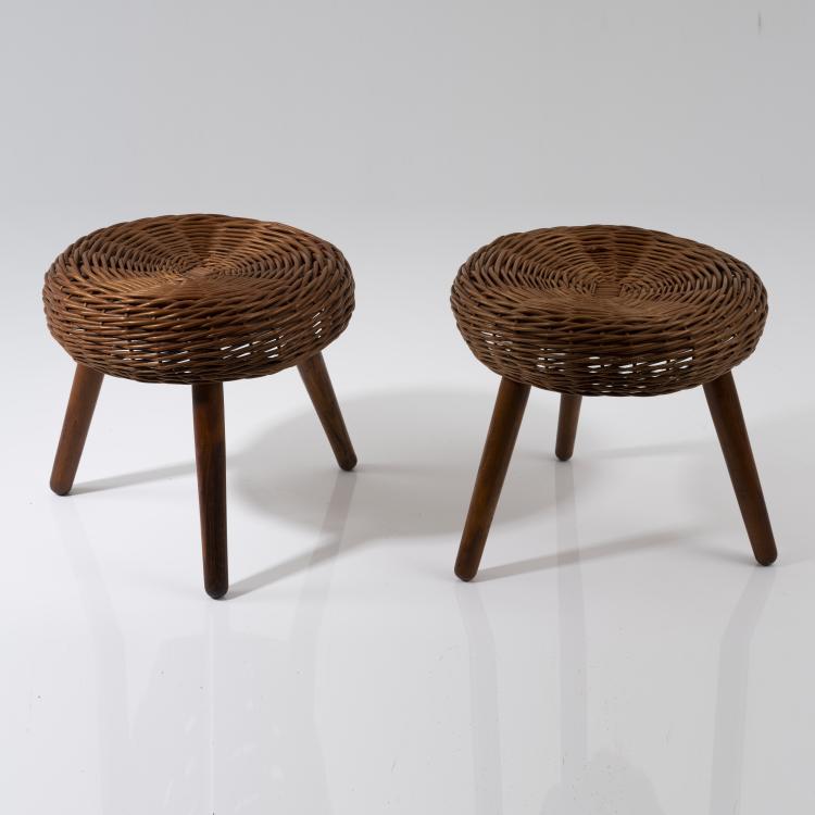 Hauptbild zu Objekt, 2 wicker stools, 1950s, Italien, 161A 19