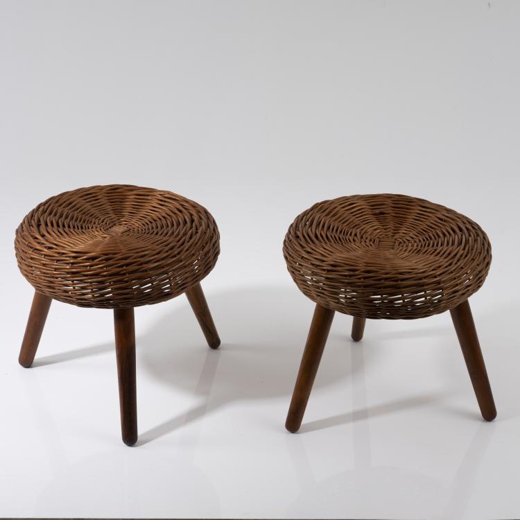 Bild 1 zu Objekt, 2 wicker stools, 1950s, Italien, 161A 19