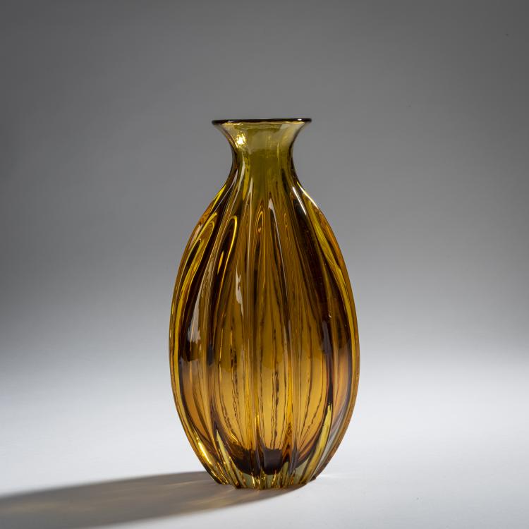 Hauptbild zu Objekt, Vase 'Sommerso giallo topazio brusciato a coste', um 1957, Flavio Poli, Seguso Vetri d'Arte, Murao, 161B 374