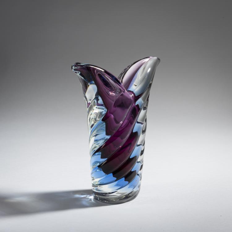 Bild 1 zu Objekt, Vase 'Sommerso costolato', um 1955, Flavio Poli, Seguso Vetri d'Arte, Murano, 161B 367