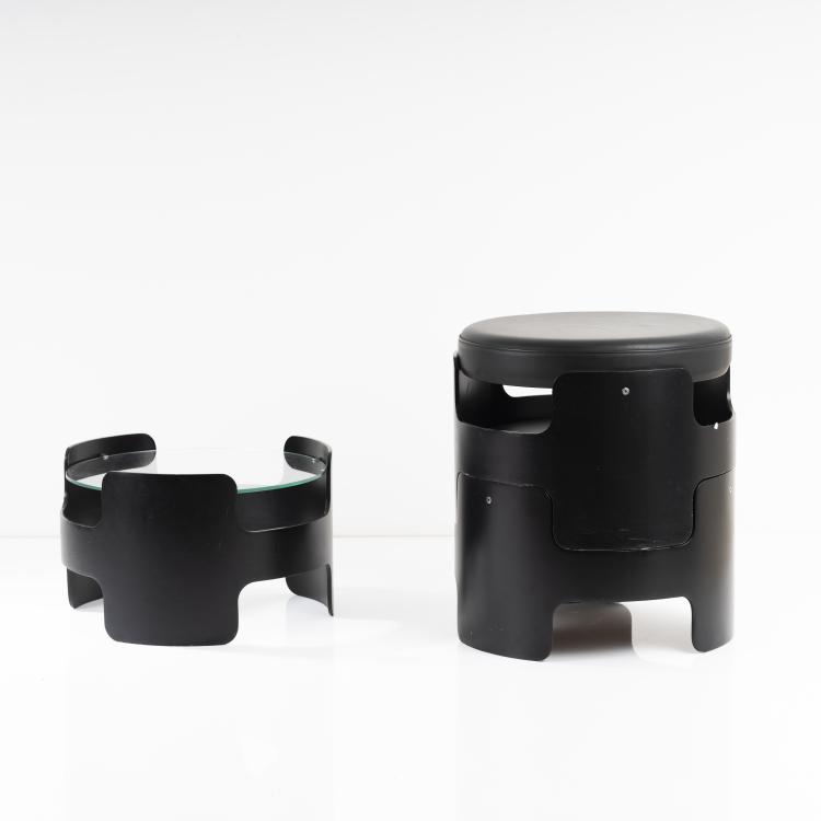 Bild 1 zu Objekt, Two stools, a side table, c. 1969, Gerd Lange, Bisterfeld & Weiss, Owen/Teck, 161C 687