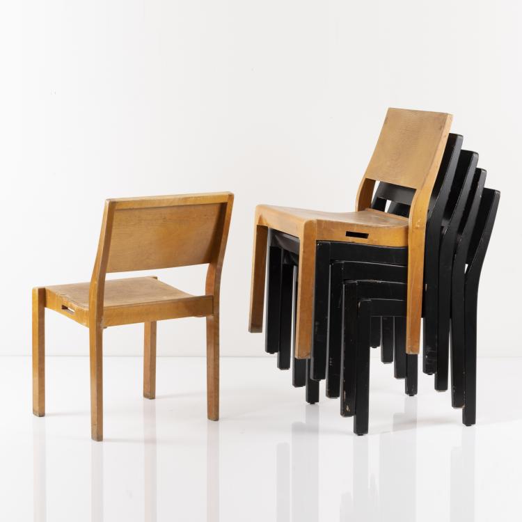 Bild 1 zu Objekt, Sechs Stapelst&uuml;hle '11/'611', 1929, Alvar Aalto, Artek, Helsinki, 161C 462