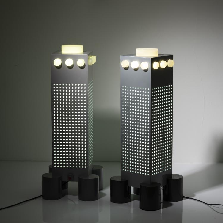 Hauptbild zu Objekt, 2 'Zerodue WWF Tower' floor lamps from the 'Still Light' series, 1985, Matteo Thun,Andrea Lera, Bieffeplast, Padua, 161A 221