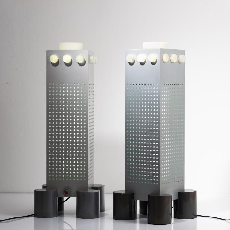 Bild 2 zu Objekt, 2 'Zerodue WWF Tower' floor lamps from the 'Still Light' series, 1985, Matteo Thun,Andrea Lera, Bieffeplast, Padua, 161A 221