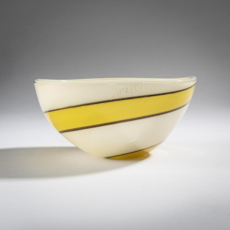 Hauptbild zu Objekt, Schale 'Opala fascia giallo bordo nero', um 1955, Flavio Poli, Seguso Vetri d'Arte, Murano, 161B 369
