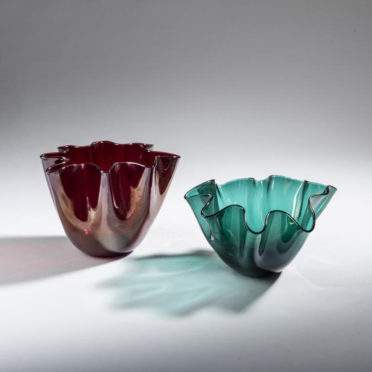 Hauptbild zu Objekt, 2 'Fazzoletto' vases, 1949/50, Fulvio Bianconi, Venini & C., Murano, 161B 300