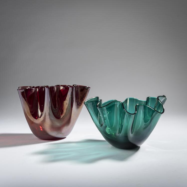Bild 1 zu Objekt, 2 'Fazzoletto' vases, 1949/50, Fulvio Bianconi, Venini & C., Murano, 161B 300