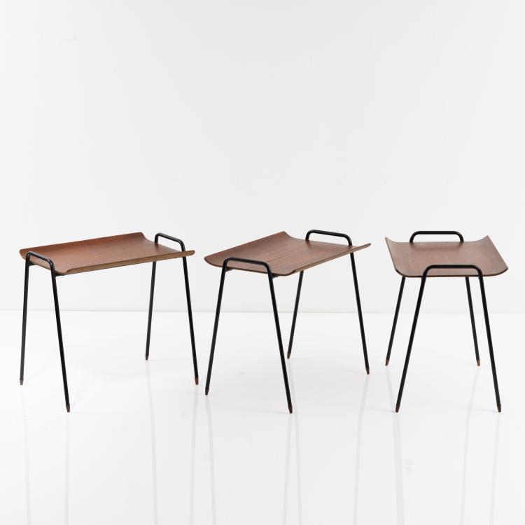 Bild 1 zu Objekt, 3 stacking tables, c. 1952, Hans Georg Bellmann (in the style of), 161C 512