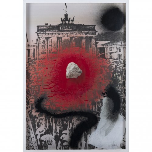 'Berlin 9.11.1989, Brandenburger Tor/ Wer ohne Sünde ist, erhebe den ersten Stein', 1990