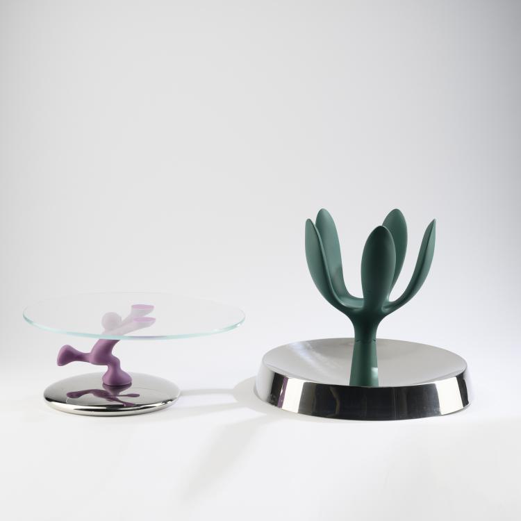 Hauptbild zu Objekt, 'Fruit Mama' fruit bowl and 'Bimboveloce' cake platter, 1993 and 1996, Stefano Giovannoni,Mattia di Rosa, Alessi, Crusinallo, 161A 71