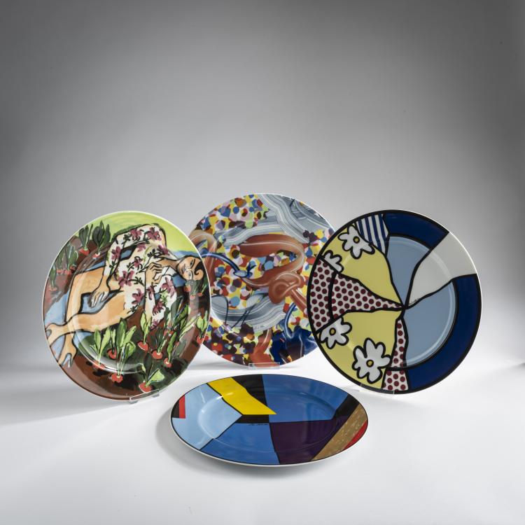 Bild 5 zu Objekt, Vier K&uuml;nstlerteller, 1991-1996, Elvira Bach,Otto Herbert Hajek,Roy Lichtenstein,Frank Stella, Rosenthal, Selb, 163D 697